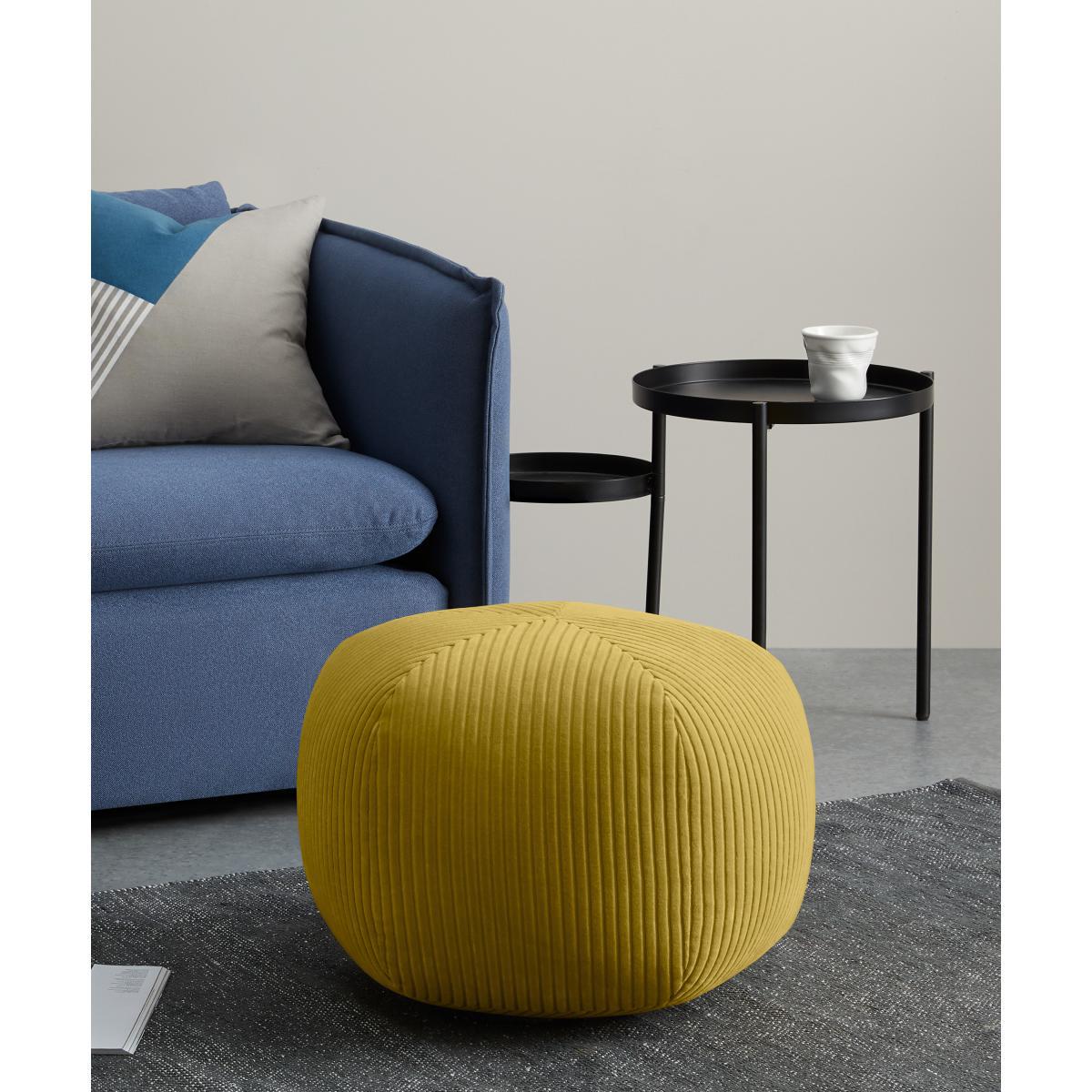 Pebble Pentagon Pouffe, Mustard Yellow Corduroy Velvet – image 3