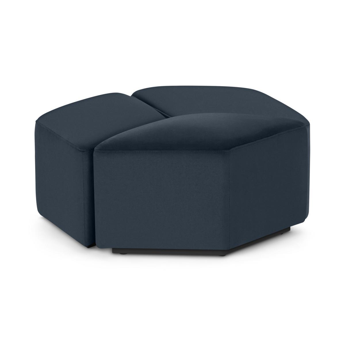 Zazie Modular 3-Part Pouffe, Sapphire Blue Velvet – image 3