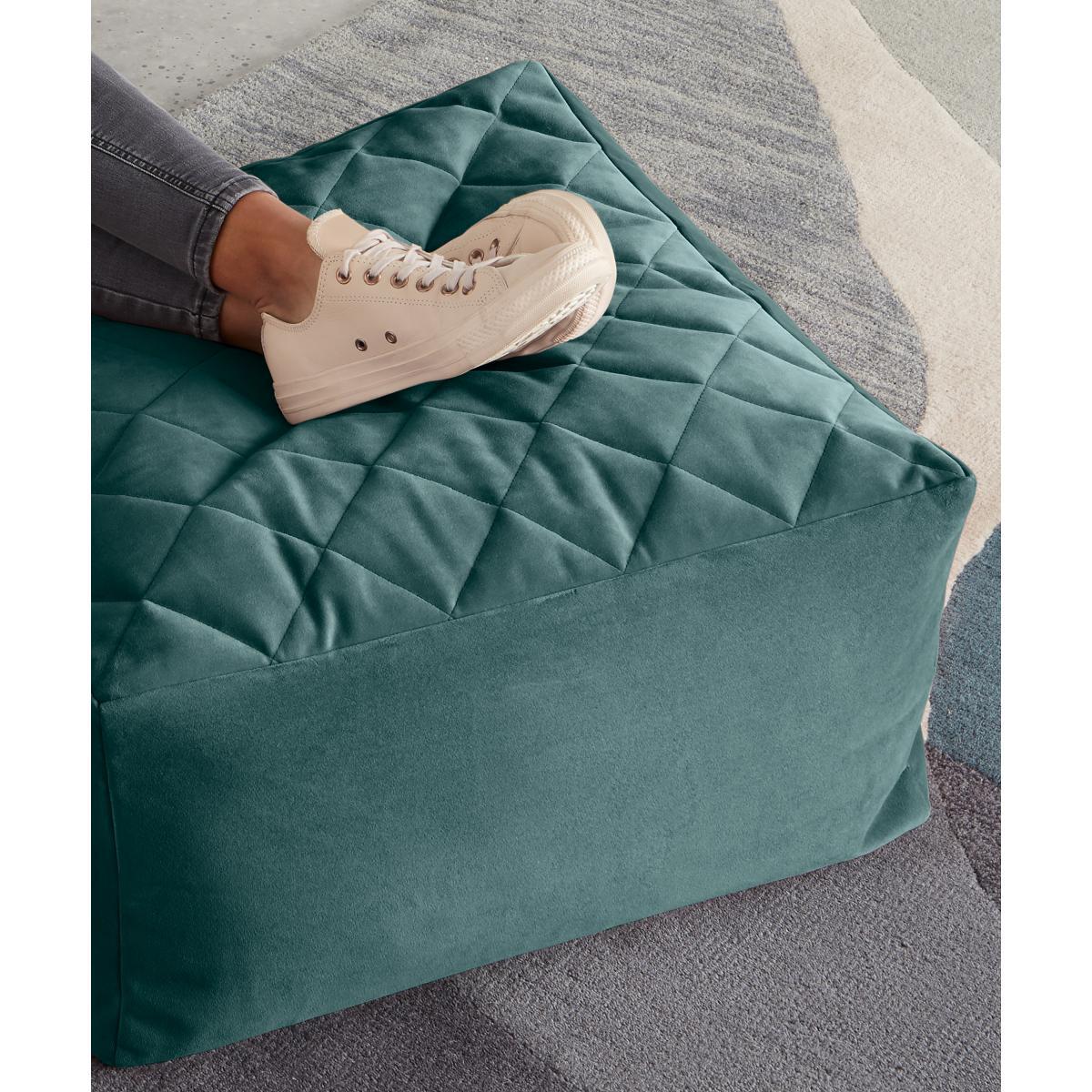 Loa Quilted Floor Cushion, Seafoam Blue Velvet – image 4