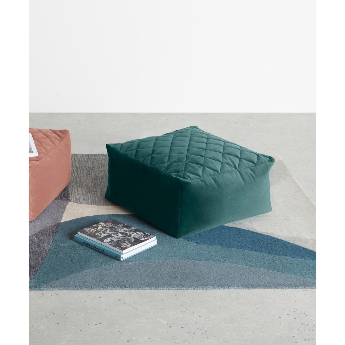 Loa Quilted Floor Cushion, Seafoam Blue Velvet – image 7