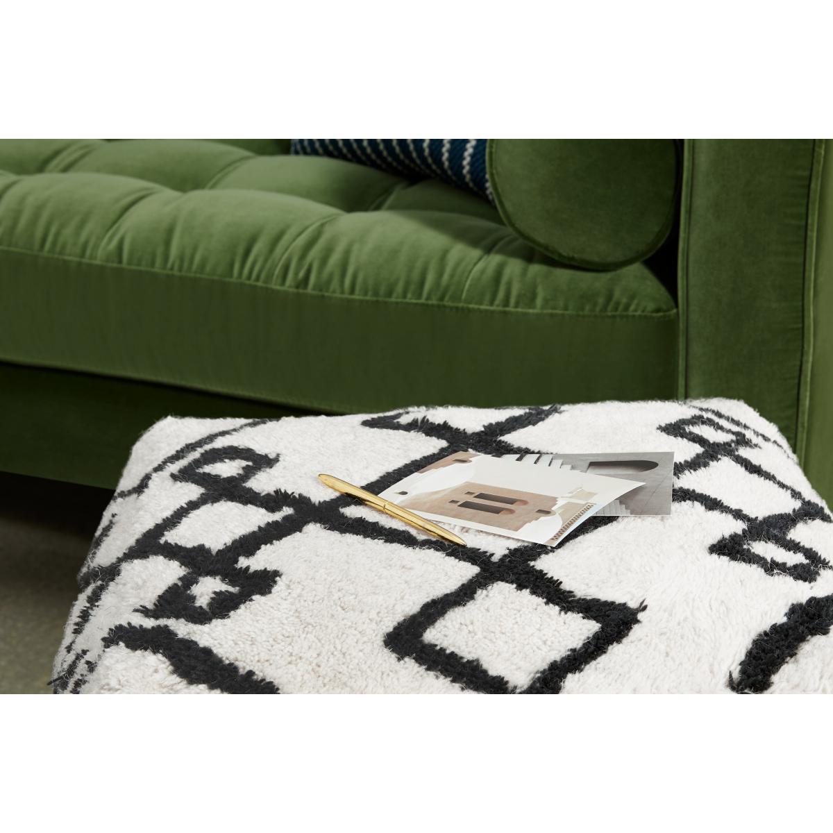Fes 100% Wool Tufted Pouffe, Off White & Black – image 5