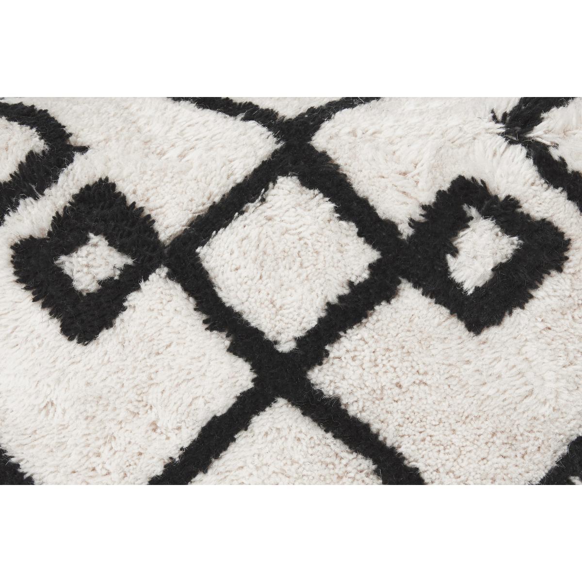 Fes 100% Wool Tufted Pouffe, Off White & Black – image 9