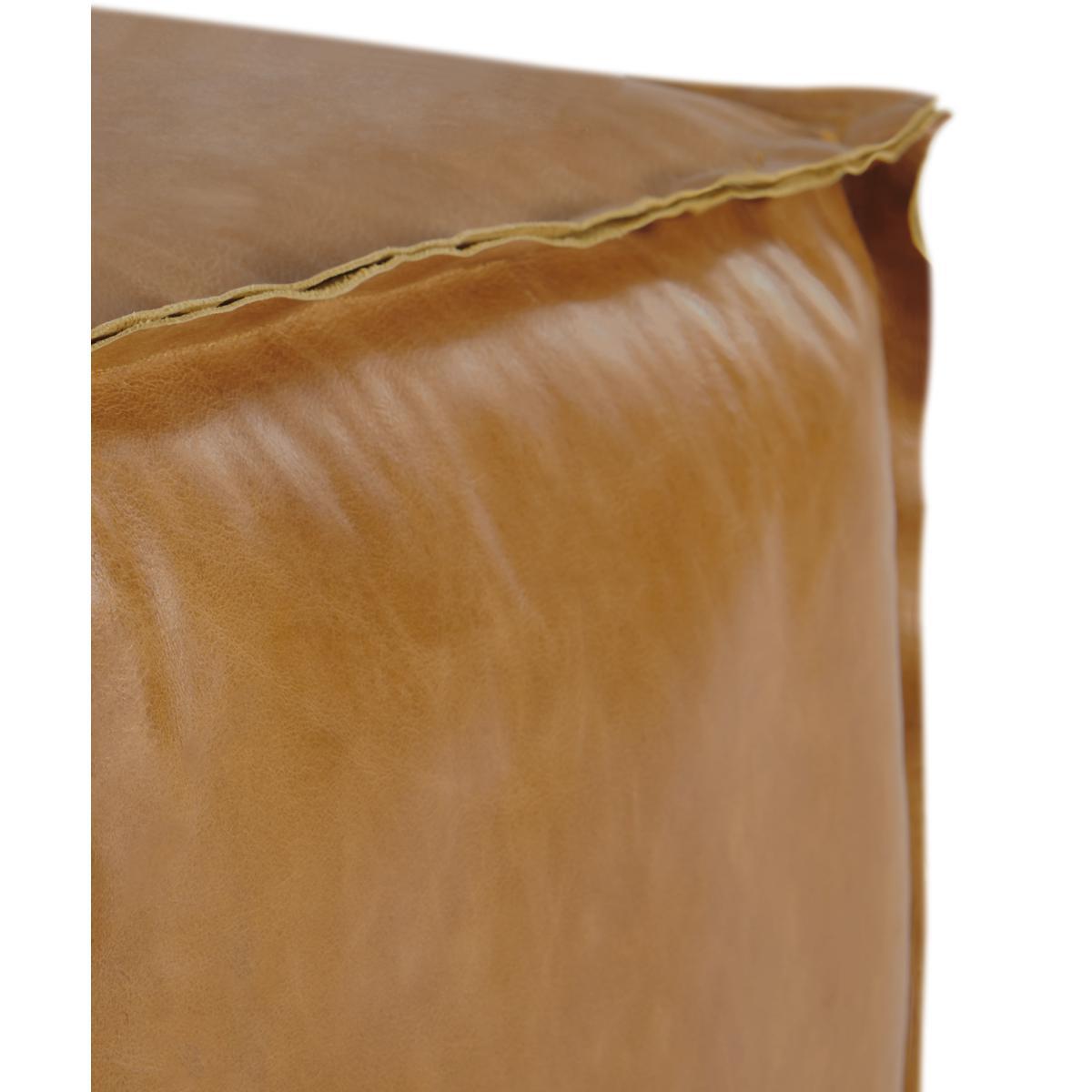Kirby Square Pouffe, Tan Leather – image 6