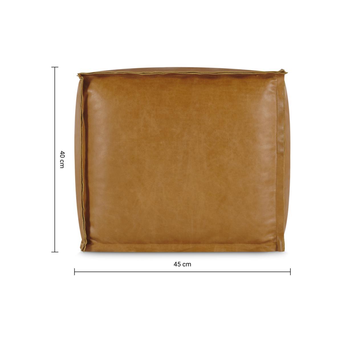 Kirby Square Pouffe, Tan Leather – image 8