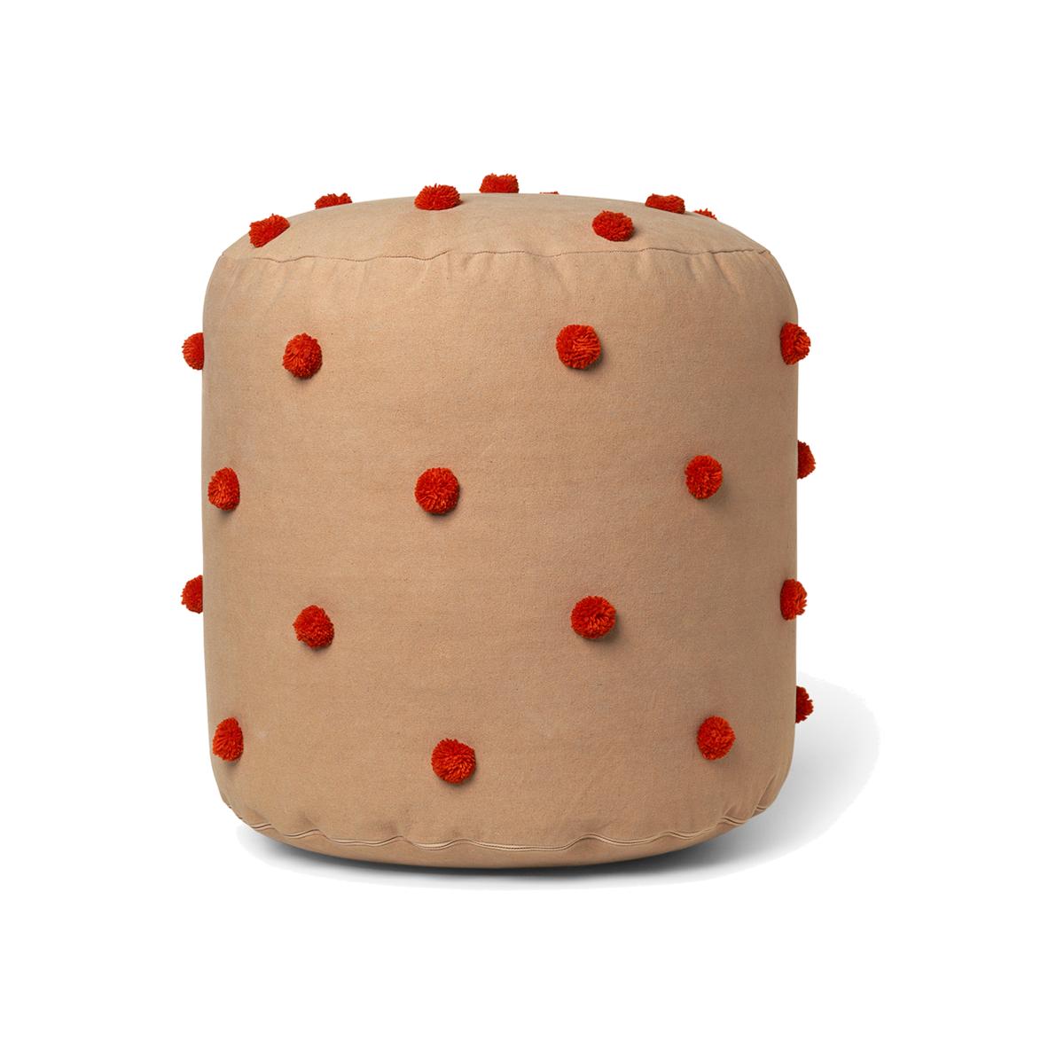 Dot pouf Ø39 cm Camel-red – image 1