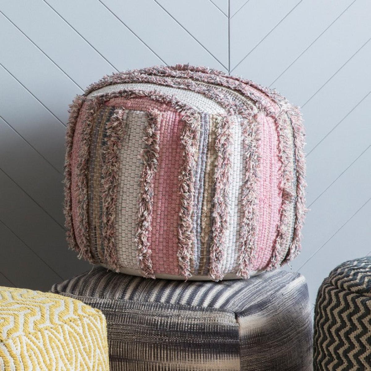 Gallery Interiors Opal Textured Pouffe in Blush | Outlet – image 2