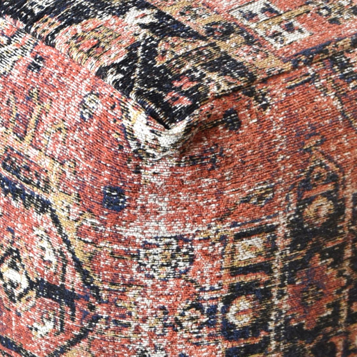 Libra Interiors Gemen Jacquared Woven Multi Colour Cotton Pouffe – image 3