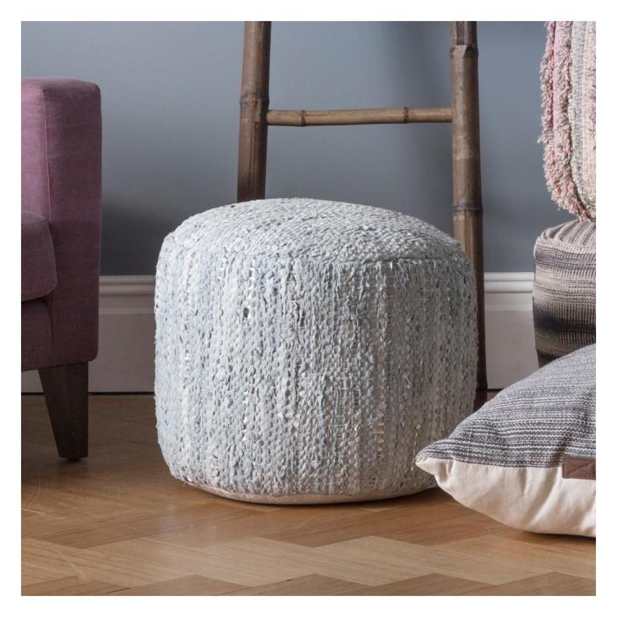 Gallery Direct Galaxite Pouffe in Stone | Outlet