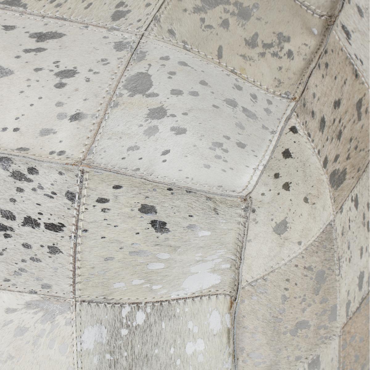 Carrie Indoor Genuine Hairon Pouf - Silver Foil – image 3