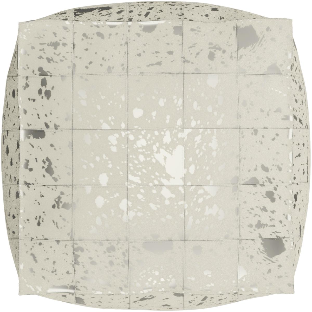 Carrie Indoor Genuine Hairon Pouf - Silver Foil – image 5