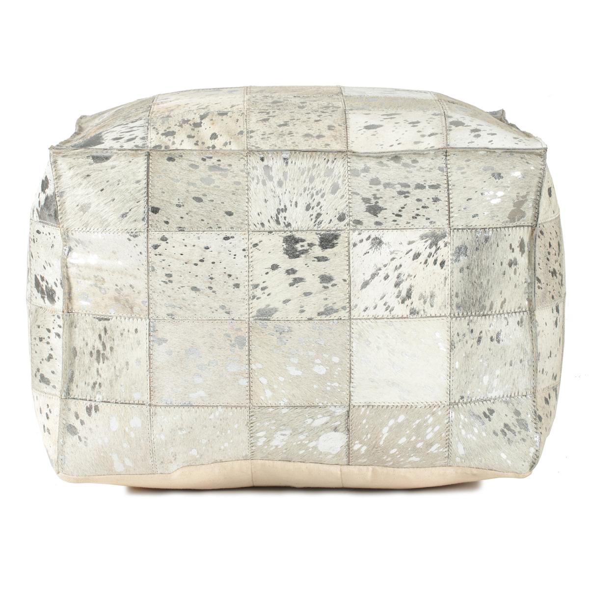 Carrie Indoor Genuine Hairon Pouf - Silver Foil – image 9