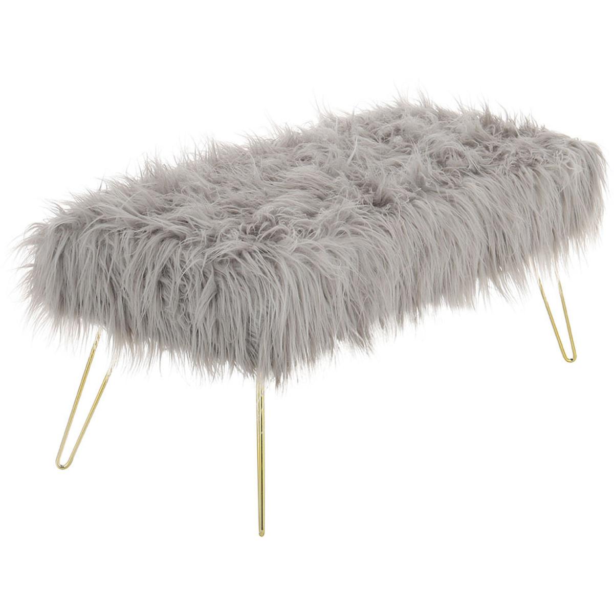 Modern Fluffy Bench Pouffe Stool - White – image 12