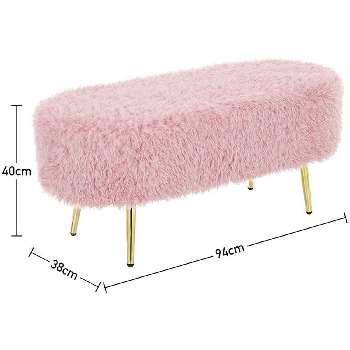 Modern Fluffy Bench Pouffe Stool - White – image 14
