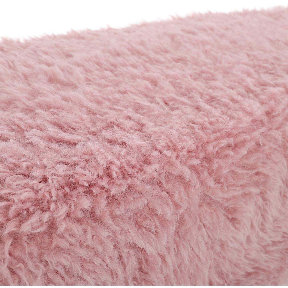 Modern Fluffy Bench Pouffe Stool - White – image 15