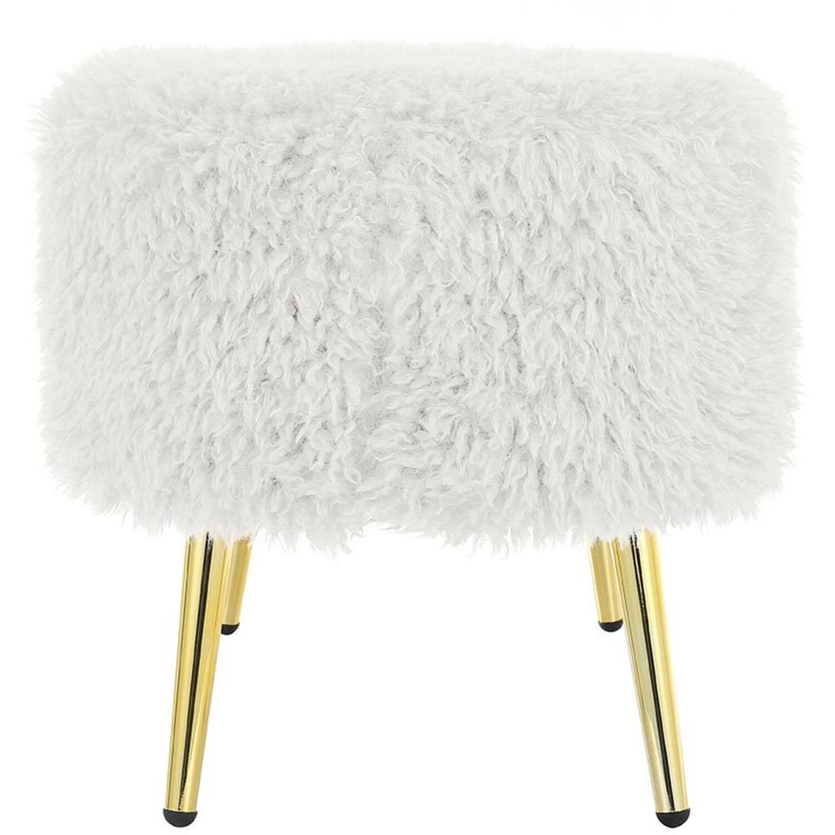 Modern Fluffy Bench Pouffe Stool - White – image 20