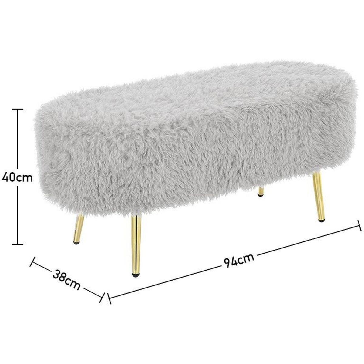 Modern Fluffy Bench Pouffe Stool - White – image 22