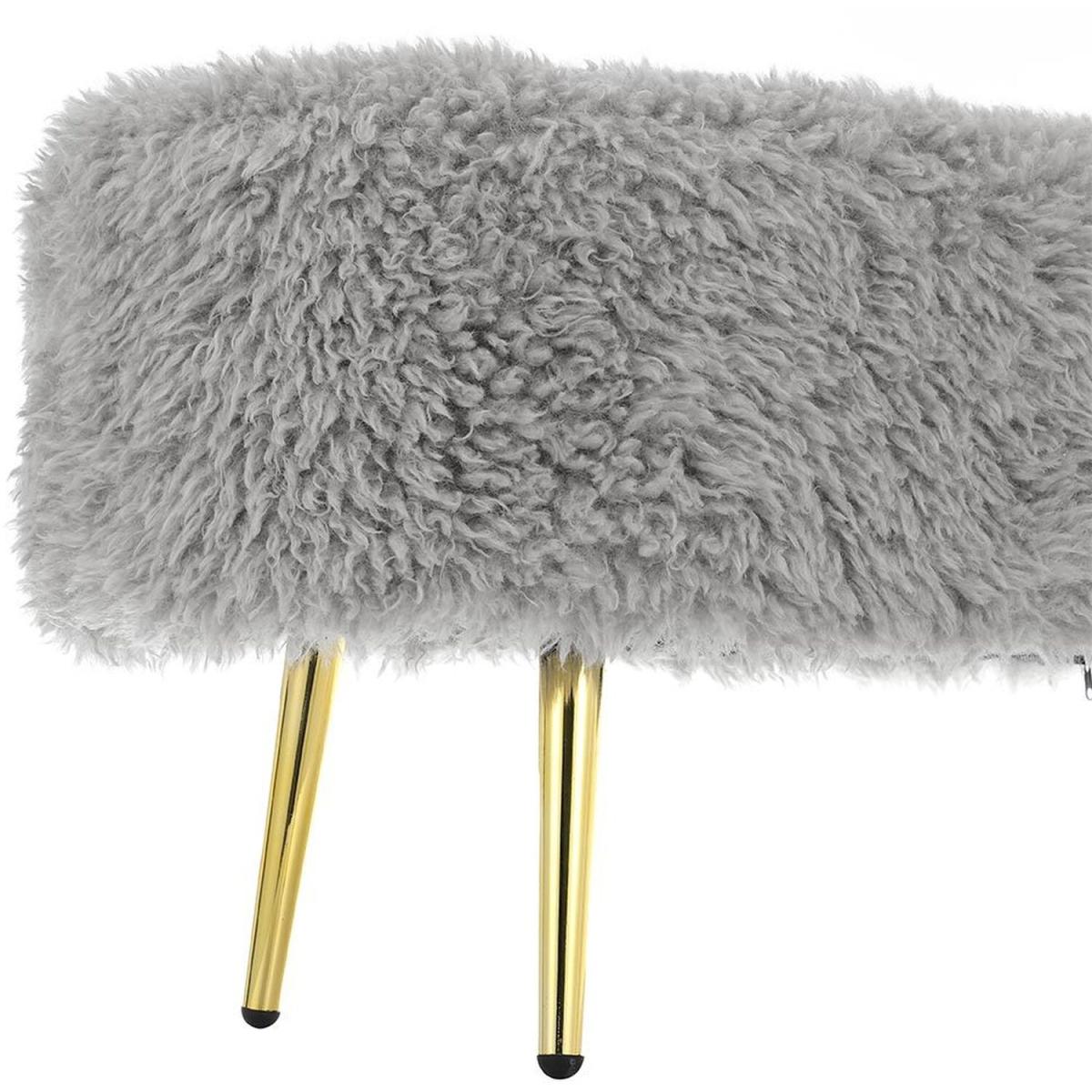 Modern Fluffy Bench Pouffe Stool - White – image 23