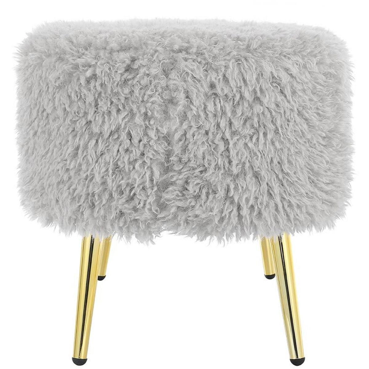 Modern Fluffy Bench Pouffe Stool - White – image 25