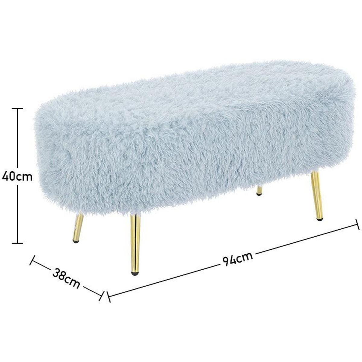 Modern Fluffy Bench Pouffe Stool - White – image 27