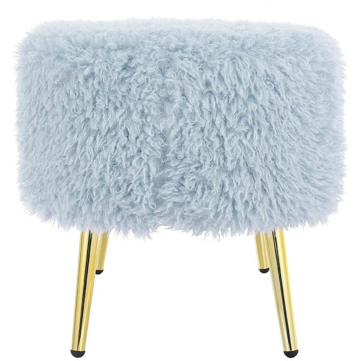 Modern Fluffy Bench Pouffe Stool - White – image 29