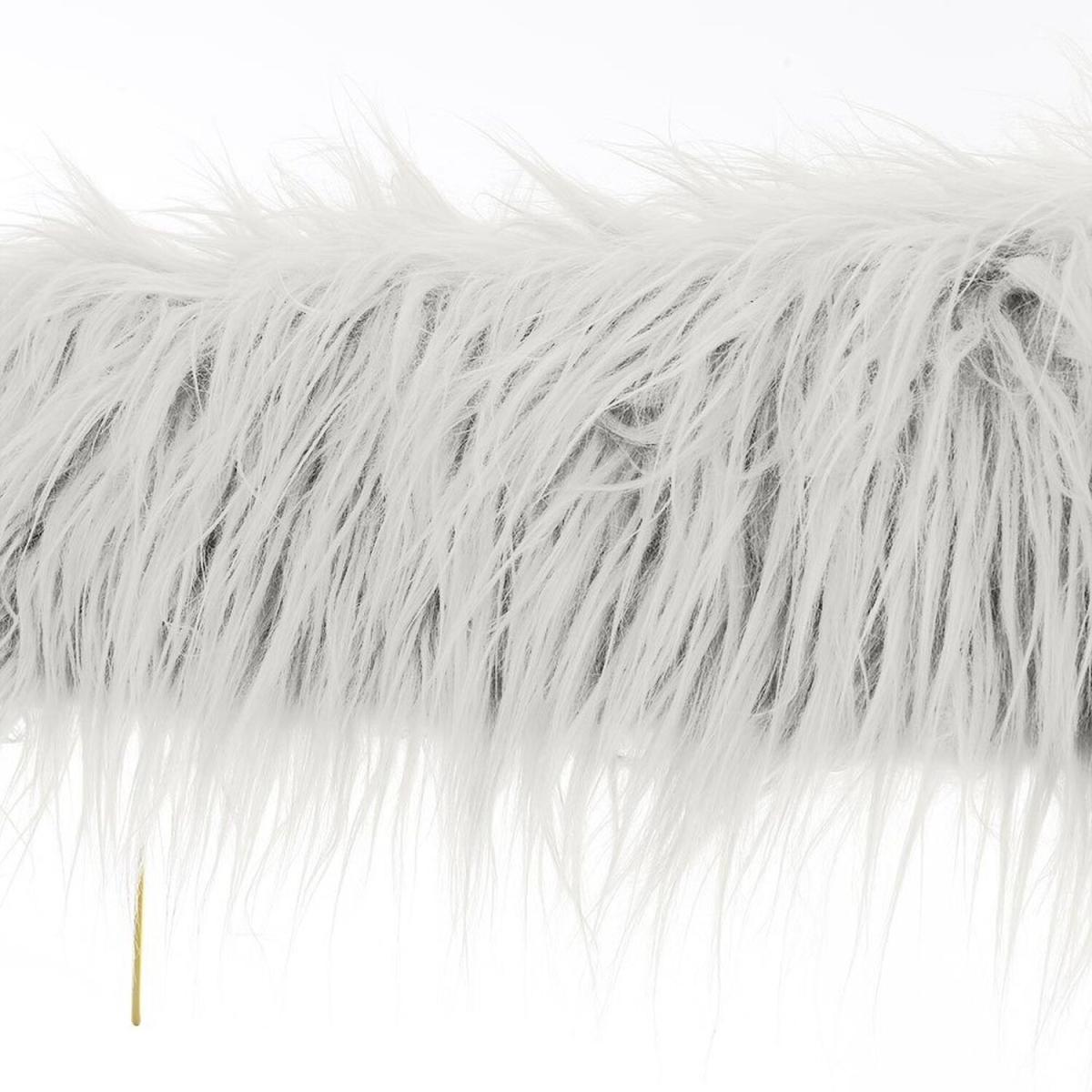 Modern Fluffy Bench Pouffe Stool - White – image 4