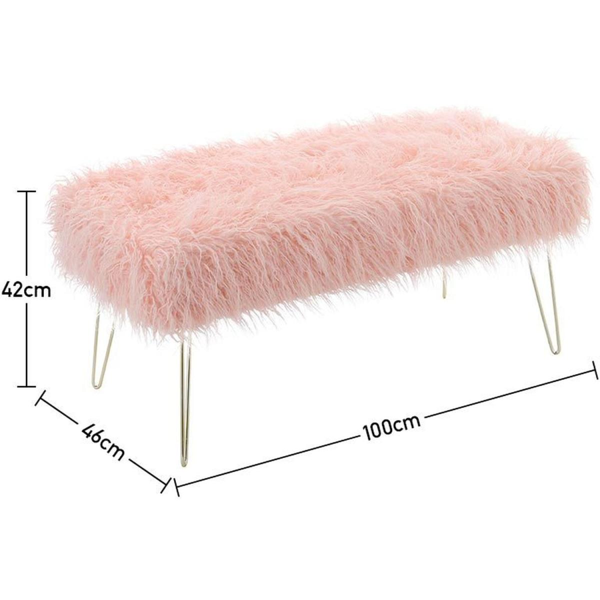 Modern Fluffy Bench Pouffe Stool - White – image 32