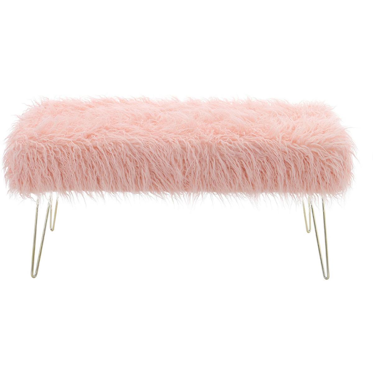 Modern Fluffy Bench Pouffe Stool - White – image 33