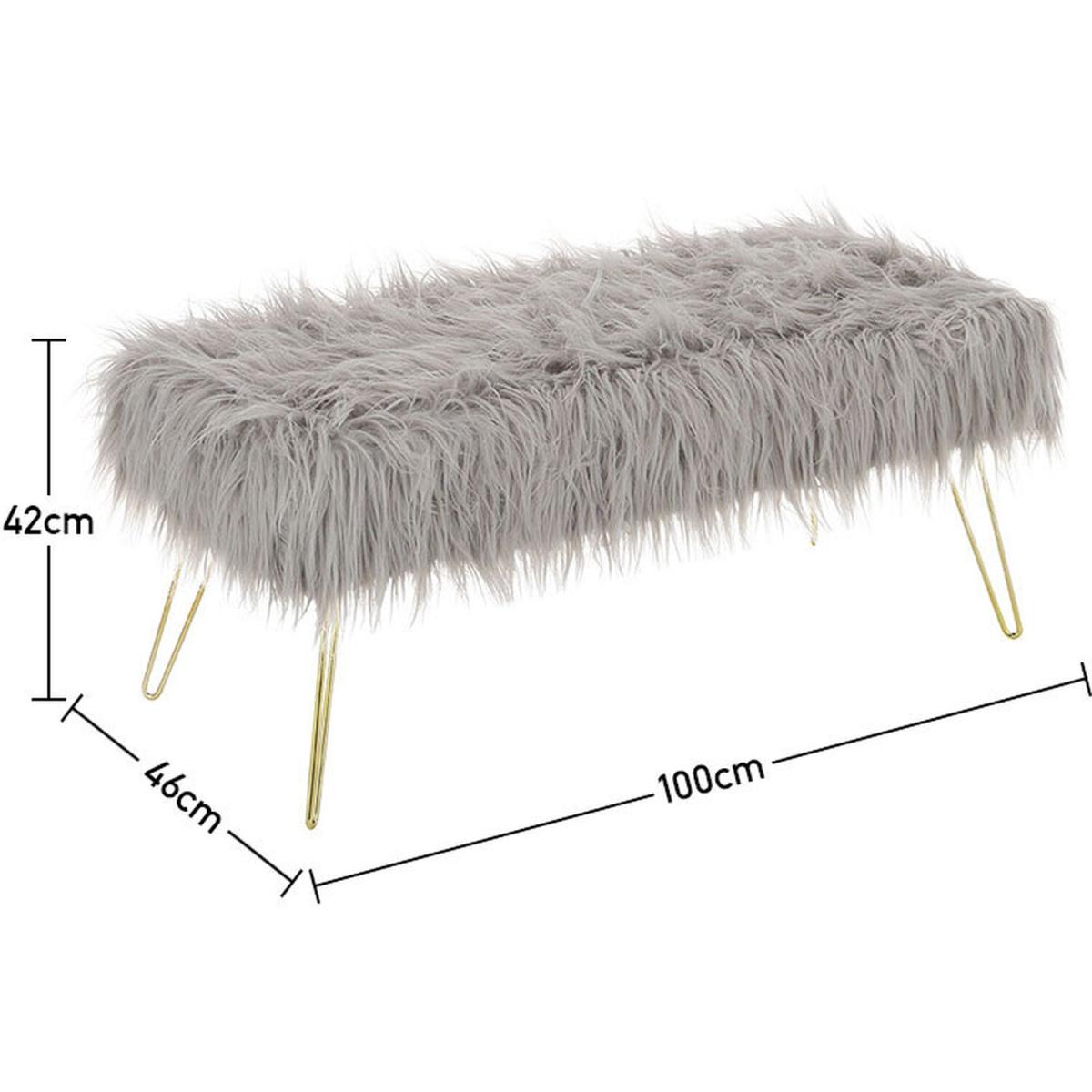 Modern Fluffy Bench Pouffe Stool - White – image 35
