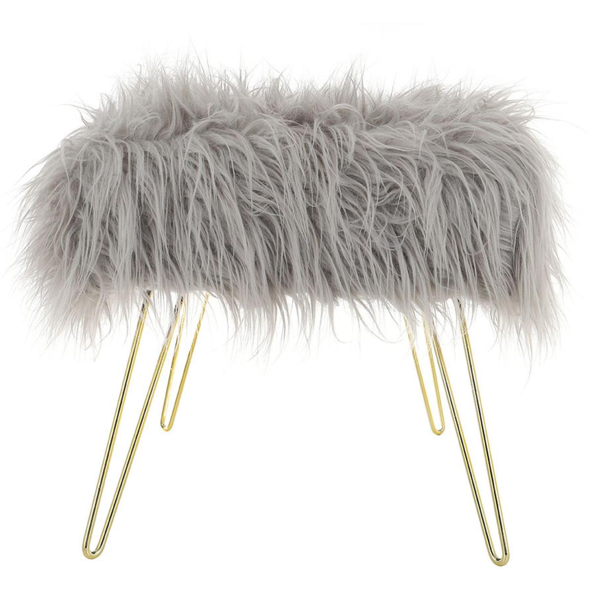 Modern Fluffy Bench Pouffe Stool - White – image 37