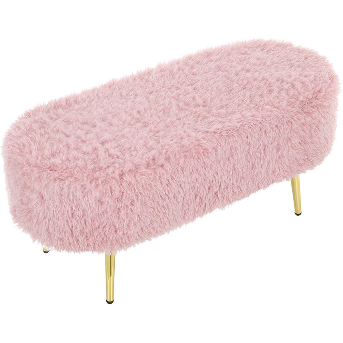 Modern Fluffy Bench Pouffe Stool - White – image 6