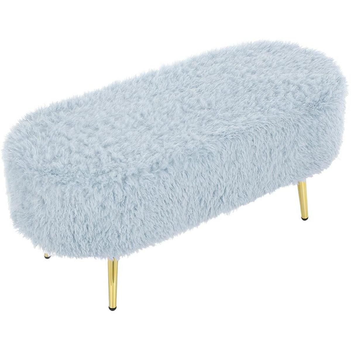 Modern Fluffy Bench Pouffe Stool - White – image 9