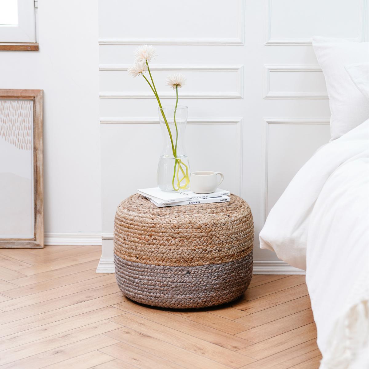 Hallam Pouf - Grey, Natural – image 3