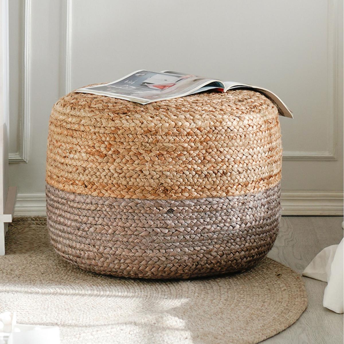 Hallam Pouf - Grey, Natural – image 4