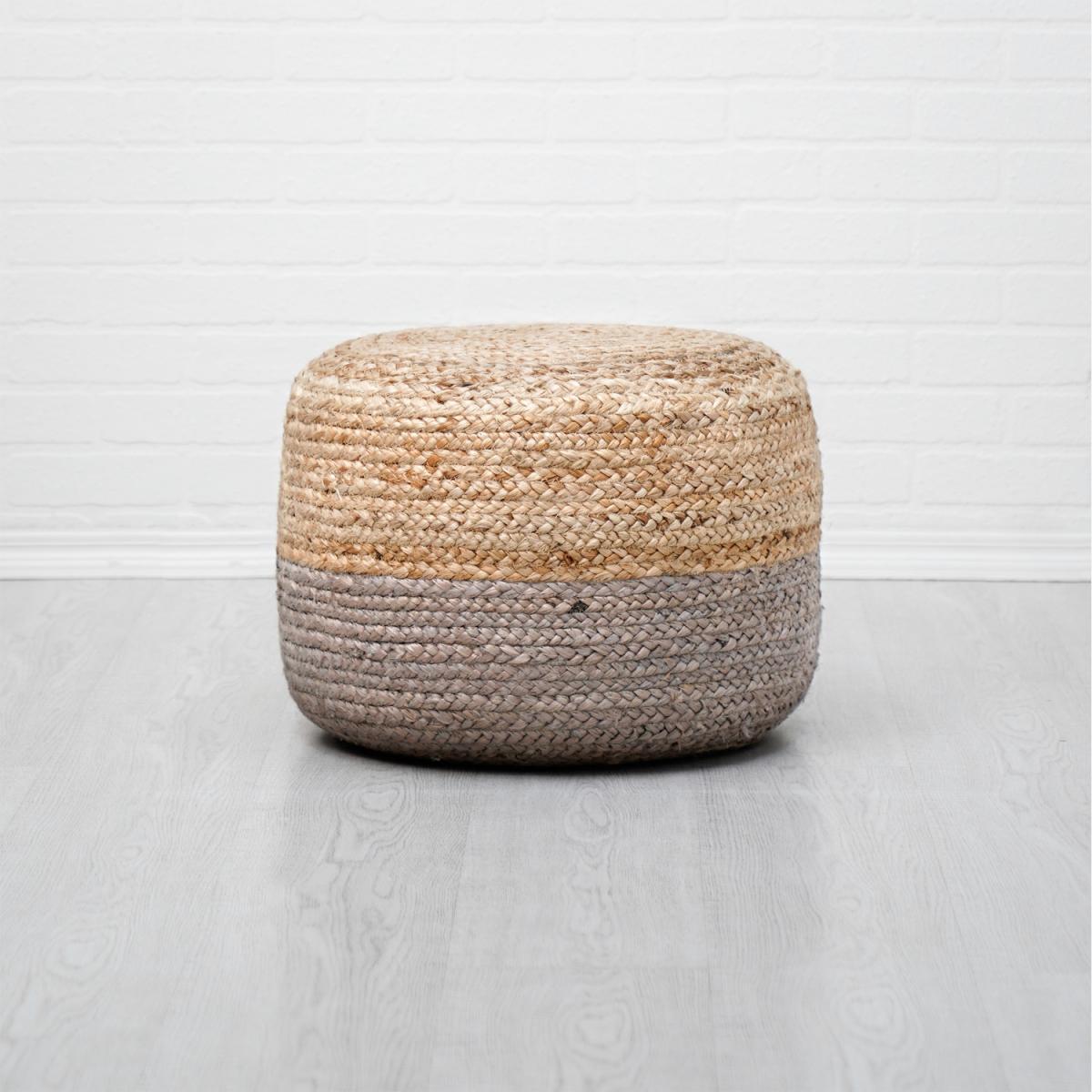 Hallam Pouf - Grey, Natural – image 1