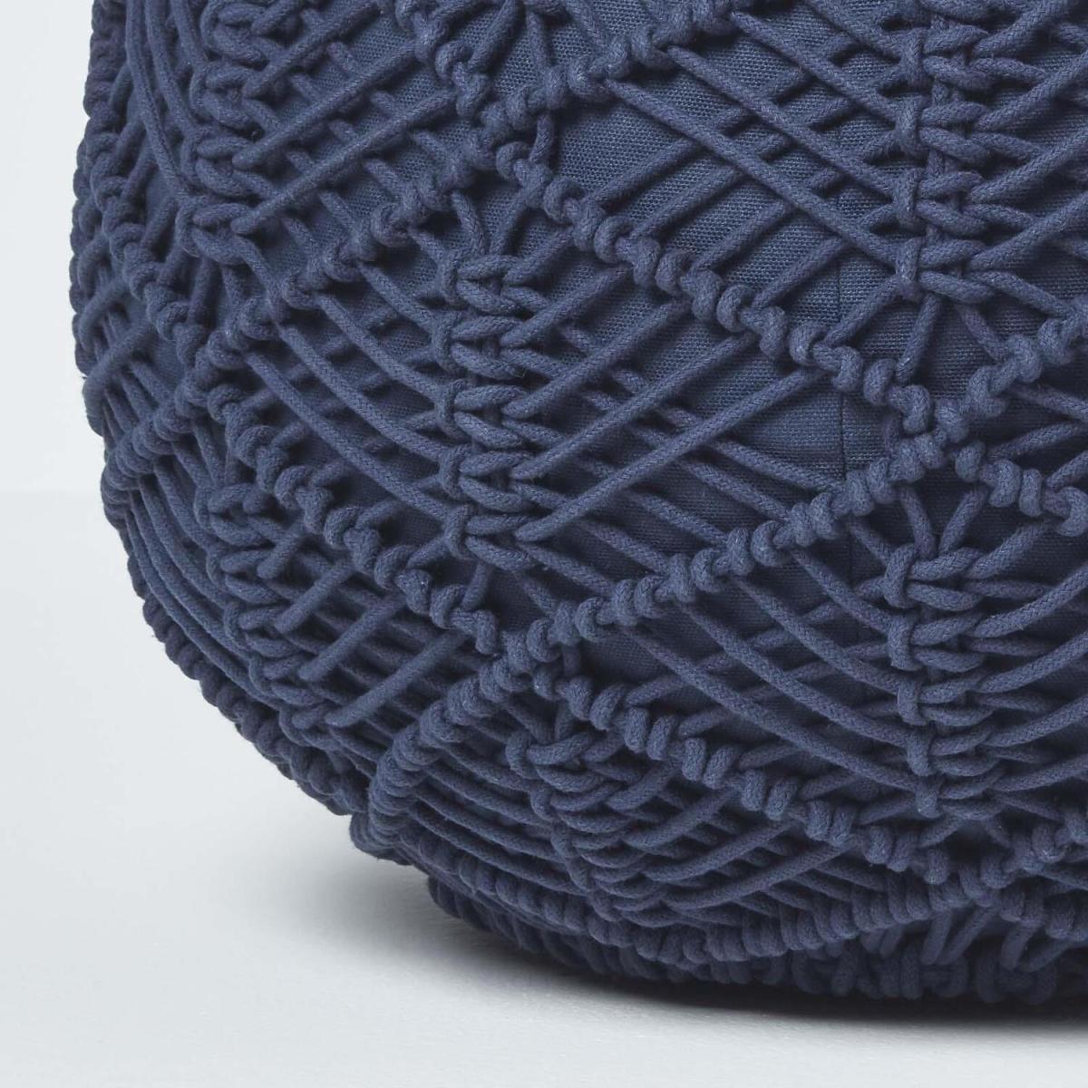 Macrame Crochet Knitted Pouffe - Navy / 40cm – image 3