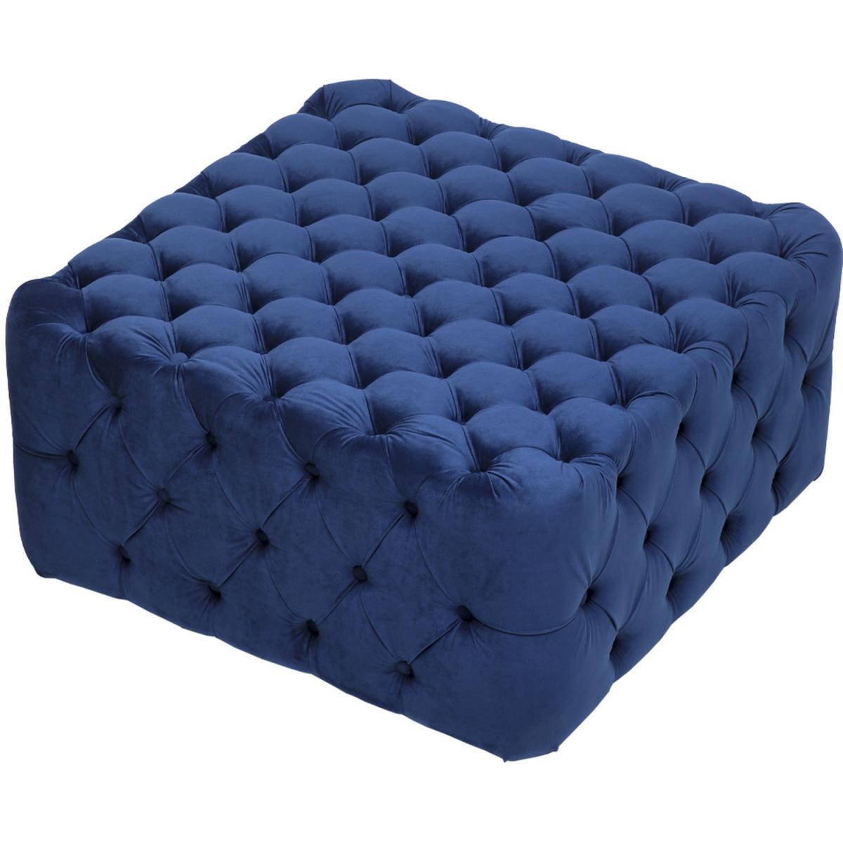 Velvet Buttoned Pouffe - Blue / 92cm – image 3