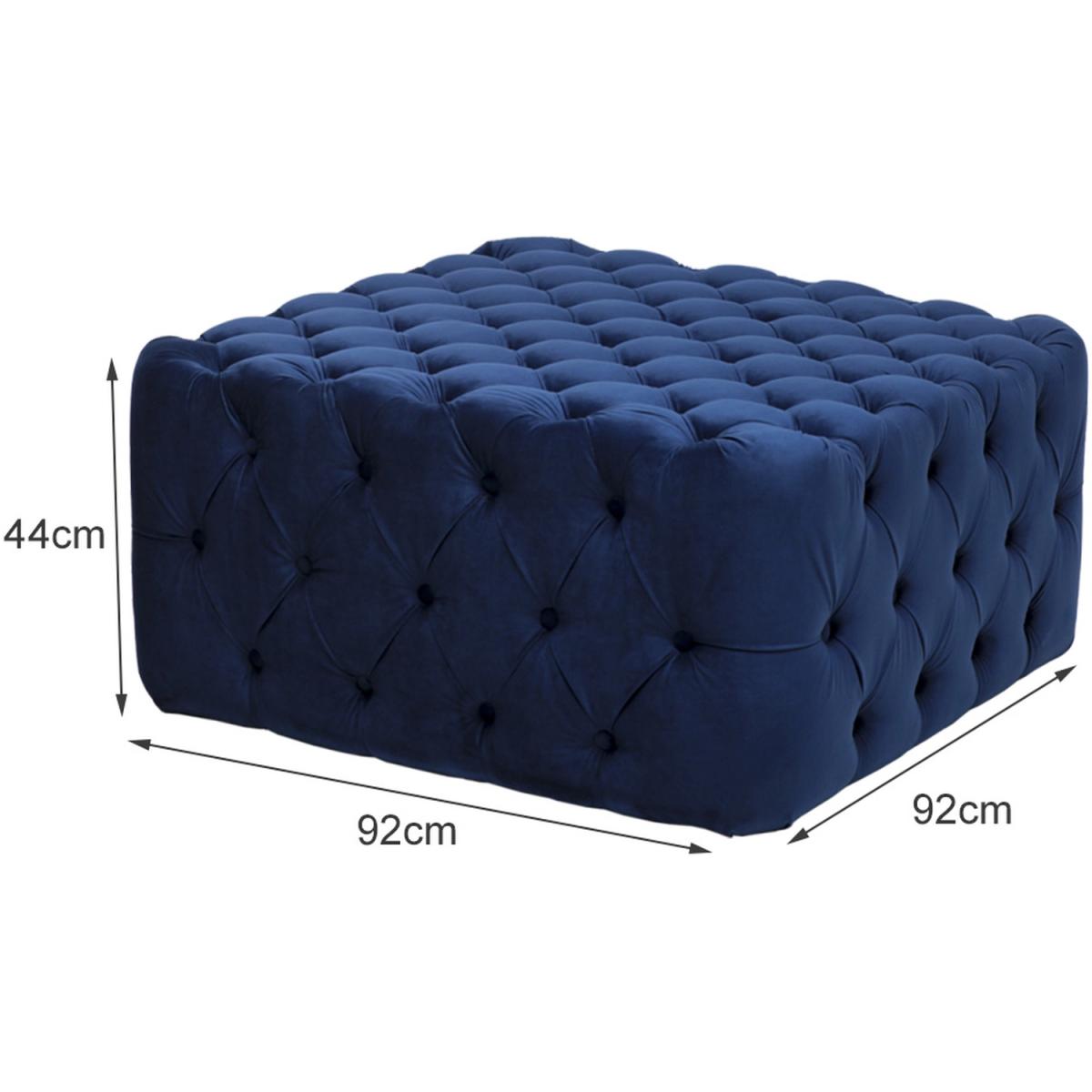 Velvet Buttoned Pouffe - Blue / 92cm – image 4
