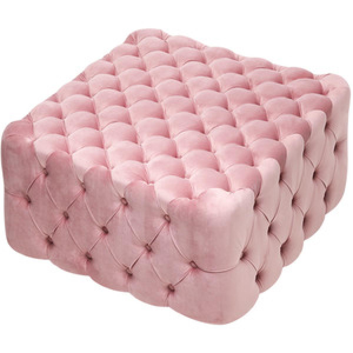 Velvet Buttoned Pouffe - Blue / 92cm – image 7