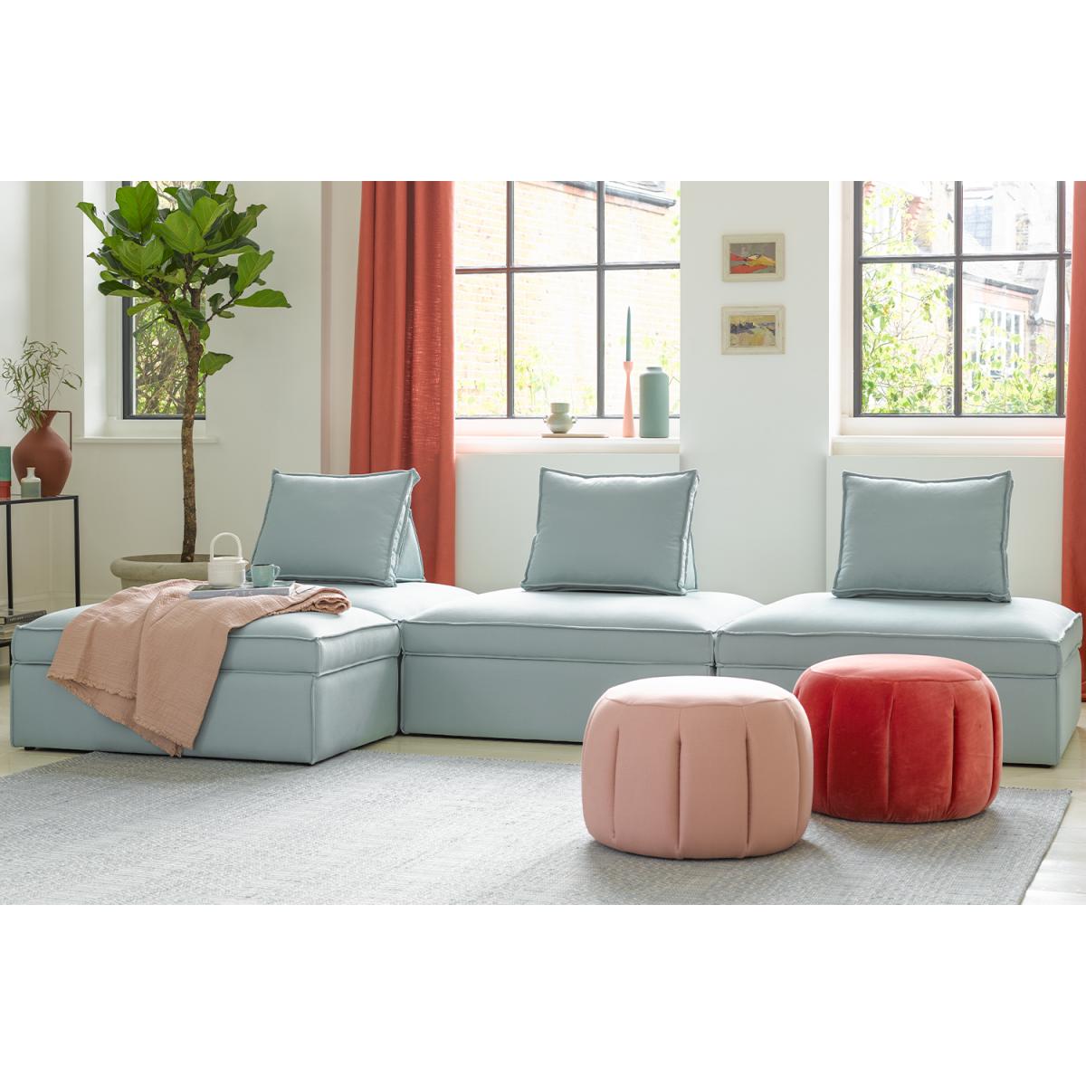 Harry Large Pouffe with bolster cushion in Cobble Brushed Linen Cotton - sofa.com – image 2