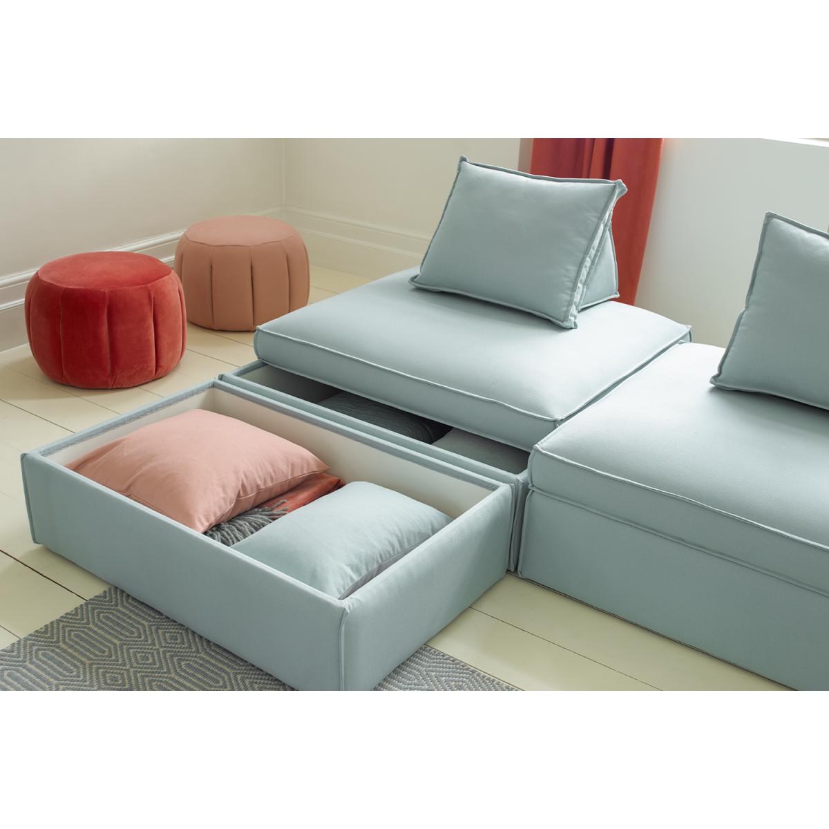 Harry Large Pouffe with bolster cushion in Cobble Brushed Linen Cotton - sofa.com – image 4