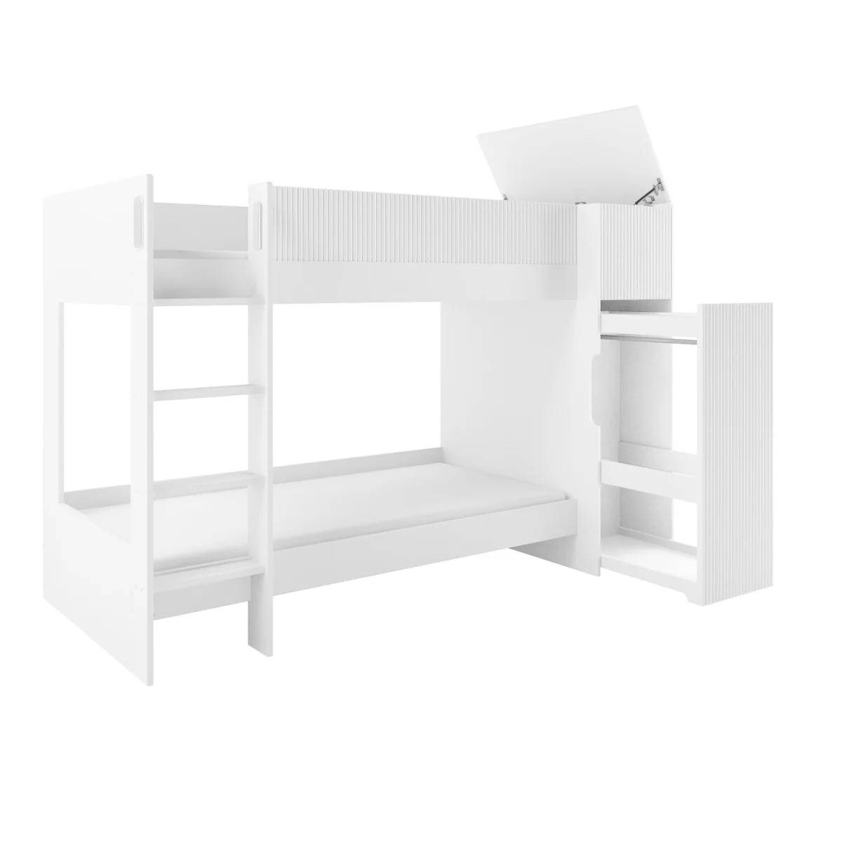 White Ribbed Detail Bunk Bed with Storage - Riya – image 7