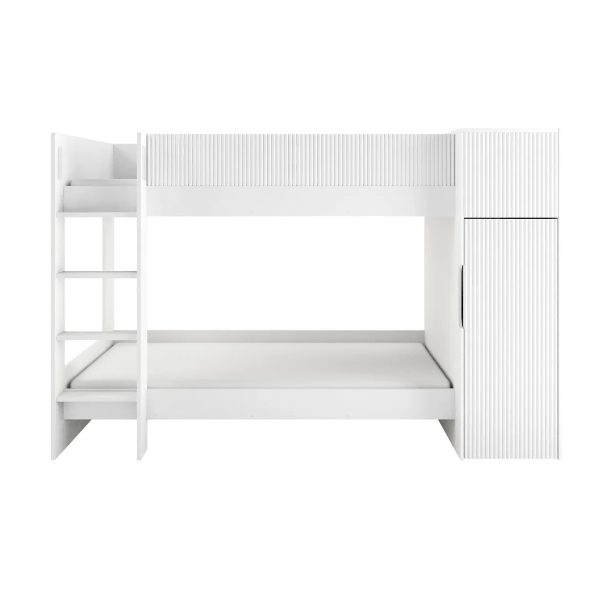 White Ribbed Detail Bunk Bed with Storage - Riya – image 9