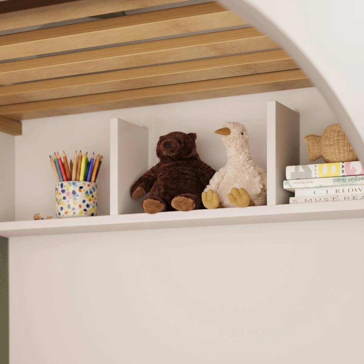 White Bunk Bed with Stairs and Storage - Rossa – image 5