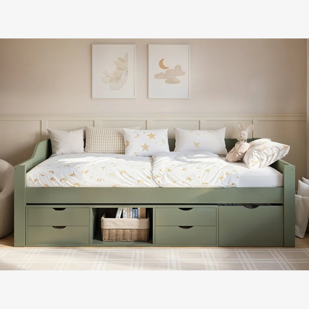 Blair Low Sleeper Bed with Storage - Green
