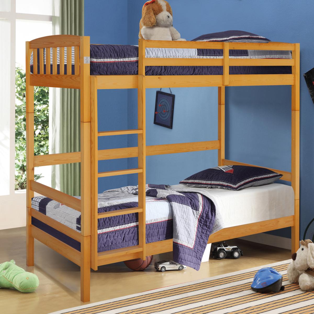 3ft Wooden Combination Bunk Bed In Grey White Or Caramel - Caramel
