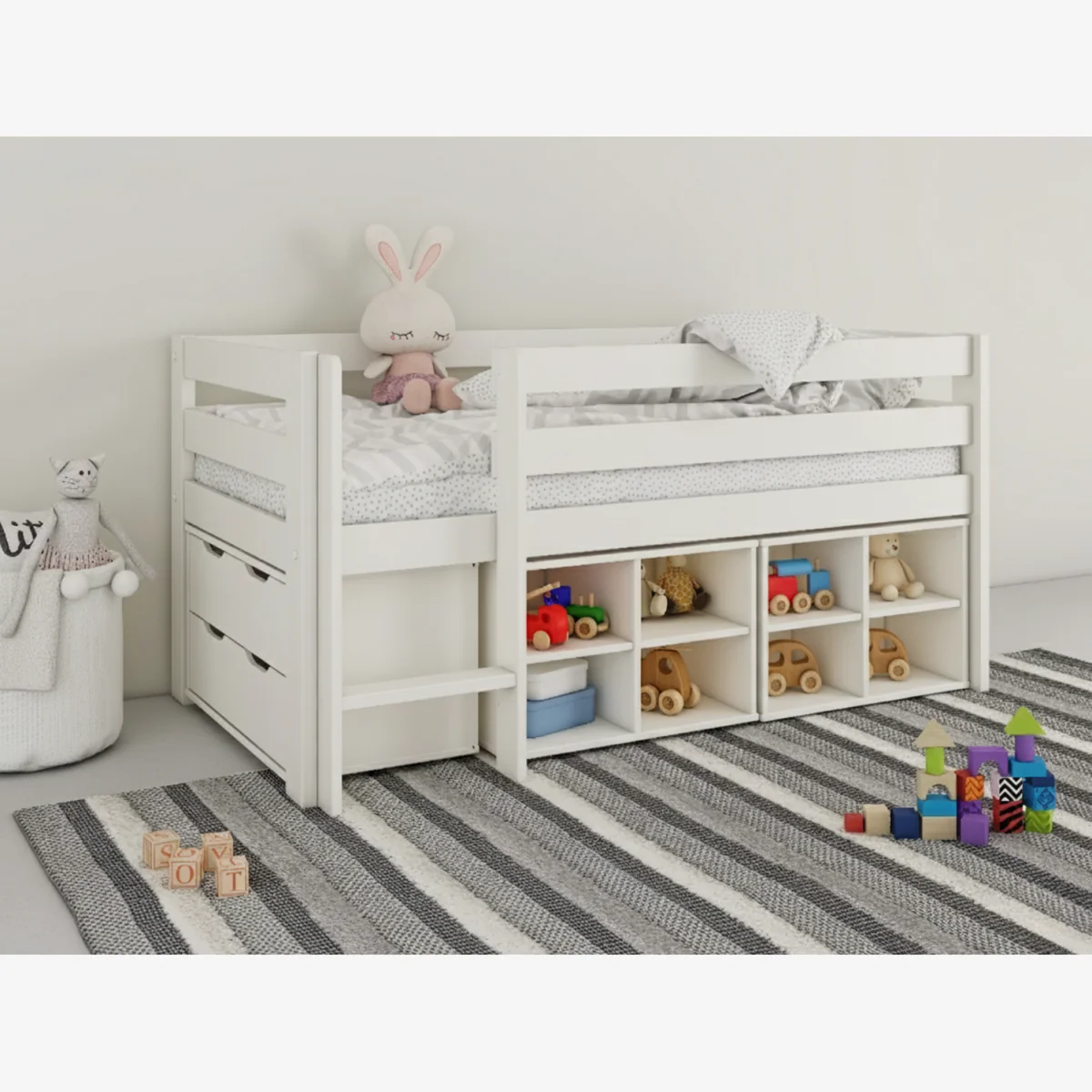 Mid Sleeper Shorty Cube Storage Set White - White