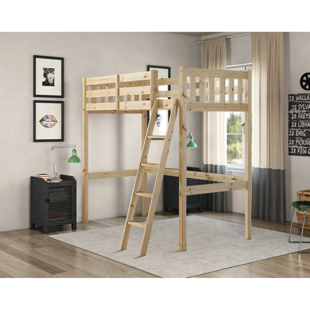 Goodwood 3ft Single Pine High Sleeper loft bunk bed, Heavy Duty – image 2