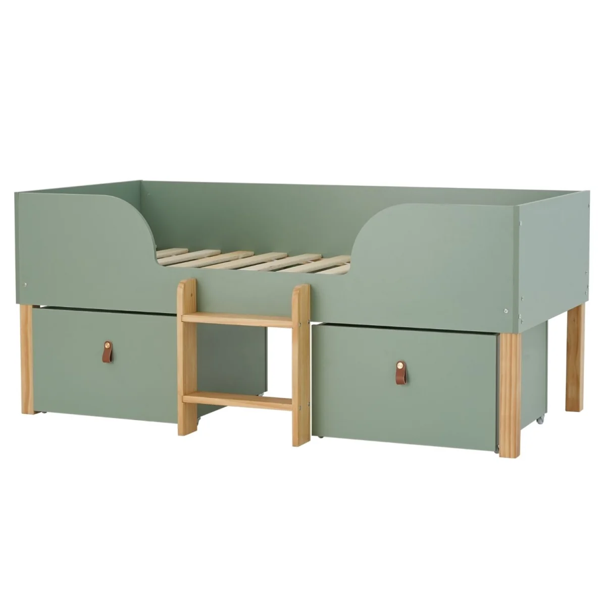 Arvid Shorty Cabin Bed Captains Low Midsleeper with Storage - Forest Green – image 2