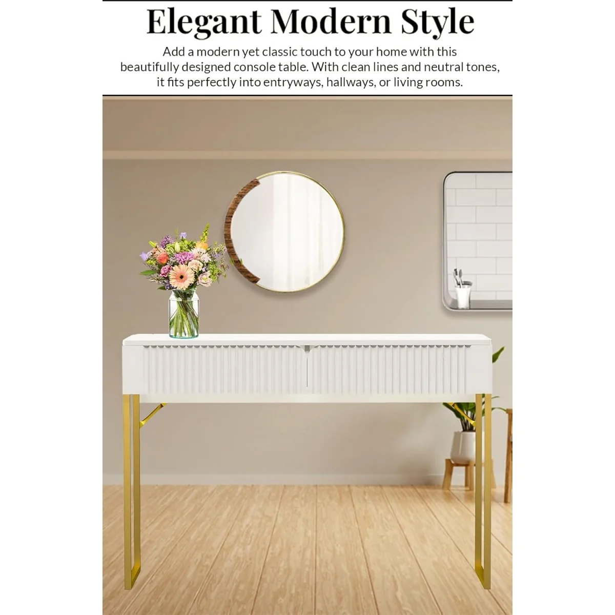 Writing Desk Vanity Console - White – image 2