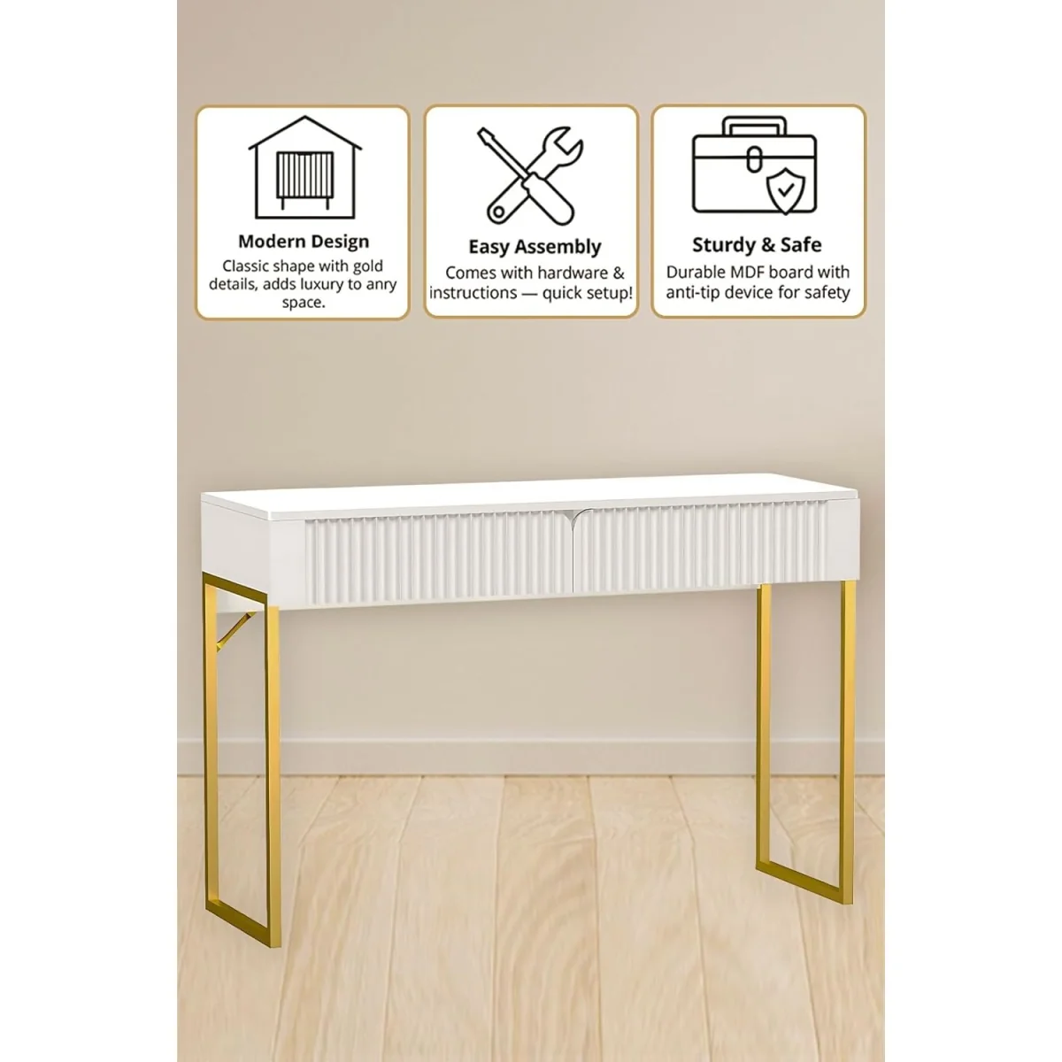 Writing Desk Vanity Console - White – image 5